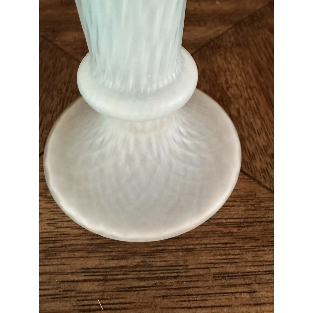 Antique‎ Model Flint ALBANY GLASS Vase Blue Opalescent Flute Vase IDNIANA c.1900